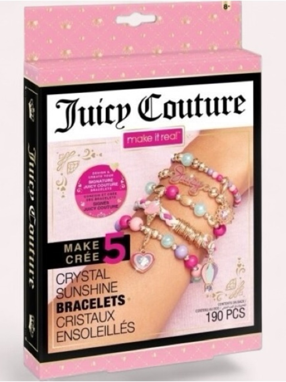 Juicy Couture Pink and Pastel Crystal Bracelet Set - 5 Pack